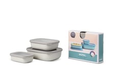 Mepal – Multi Bowl Cirqula 3-Piece Set – Food Storage Container with Lid - Suitable as Airtight Storage Box for Fridge & Freezer, Microwave Container & Servable Dish - 500, 1000, 2000ml - Nordic Sage