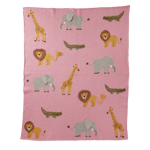 Rice - Knitted Baby Blanket with Animals and 3D Details - Pink