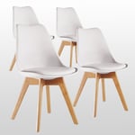 Lot De 4 Chaises Scandinaves Blanches Lorenzo - Assise Rembourrée - Salle À Manger, Cuisine, Chambre