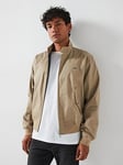 Lacoste Showerproof Cotton Twill Harrington Jacket, Brown, Size S, Men