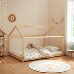 Lit cabane pour enfant Cerro bois de pin contreplaqué 140 x 200 cm naturel en.casa