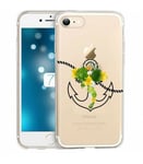 Coque Iphone 7 8 ancre fleur tropical transparente