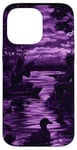 Coque pour iPhone 14 Pro Max Chasseurs de canards rayés pop art violet avec forêt de chiens