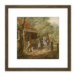 Andriessen Dutch Landscape House Horse Painting 8X8 Inch Square Wooden Framed Wall Art Print Picture with Mount