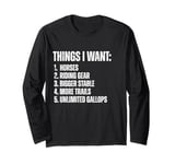 Horse Riding Fan Pun for Stable Saddle Gallop Trainer Fan Long Sleeve T-Shirt