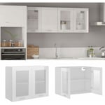 Armoire en verre suspendue Armoire de cuisine Meuble haut Cuisine Blanc brillant 80x31x60 cm Aggloméré 92834