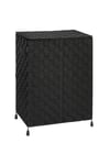 Nylon Folding Laundry Hamper Basket with Lid & Handle