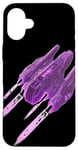 Coque pour iPhone 16 Plus Vaisseau spatial violet futuriste dans le style Pixel Art pour enfants