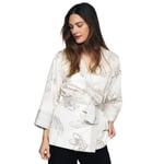 Pierre Robert X Jenny Skavlan Cotton Lounge Kimono Hvit Mønster S/M Dame