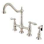 Kingston Brass Heritage KS1278ALBS 8 pouces Robinet de cuisine en laiton pulvérisateur, nickel satiné