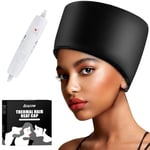 Casque Chauffant Cheveux Vapeur Soin - Charlotte Chauffante pour Cheveux Crepus Afro Bouclés Bonnet Masque Capillaire Salon Hair Cap Spa Maison Proteine Coloration Sèche Cheveux (Noir de jais)