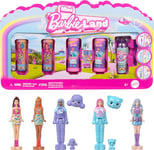 Barbie Mini Barbie Land 5-Pack Pop Reveal Dolls, 1.5-inch Mini Doll with Surprise Reveal & Sensory Play Piece (Styles May Vary), JGL29