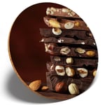 1 x Nutty Chocolate Bars Cocoa - Round Coaster Kitchen Student Kids Gift #14567