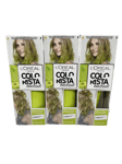 3 x L'OREAL HAIR DYE COLORISTA WASHOUT PAINT SEMI PERMANENT  - LIME GREEN NEON