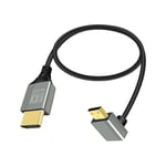 RIIEYOCA 8K Mini HDMI to HDMI Adapter Cable,90 Degree Up Angle Mini HDMI Male to HDMI Male 8K@60Hz 4K@120Hz 48Gbps High Speed HDMI 2.1 Cord,Compatible with Laptop,TV,Camcorder etc.(0.5M)