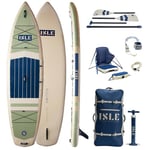 ISLE Switch Inflatable Hybrid Kayak-Stand Up Paddle Board | 2in1- Kayak & Paddle Board Bundle, Incl. Kayak Seat, Paddle, Hand Pump, Travel Bag, 11.6 x 35.5 x 6 in - max. 425 lbs - Seafoam/Navy