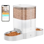 honeyguaridan Distributeur Croquettes Chat Automatique WiFi 2.4G, Distributeur Croquettes Chat Connecté avec 2 Bols, Répartition équilibrée des Portions, Nourrir à Distance pour Chats/Chiens