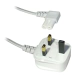 0.5M White Figure Fig of 8 IEC C7 Mains Power Lead Cable Right Angled - SENT NOW