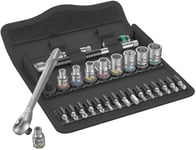 Wera 05004017001 8100 SA 7 Zyklop Metal Ratchet Set with push-through square, 1/4" drive, metric, 28 pieces