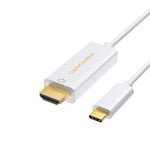 CableCreation Câble USB Type C vers HDMI 4K 30 Hz pour Realme Mi TV Stick Box pour MacBook Pro LED Mini Projecteur HDTV Moniteur LG, Blanc - 3 m