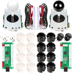 Arcade Diy Kits Contrôleur Usb Encoder Pour Pc Jeux 8 Voies Stick + 4 X 24 Mm + 16 X 30 Mm Boutons Pour Arcade Cabinet Mame Raspberry Pi 1 2 3 Joystick Kof Parts Blanc/Noir