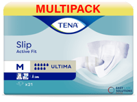 63x Tena Slip Active Fit Ultima Medium|PE Backed|3728 ml Absorbency|3 Pcks of 21