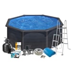 Poolpaket Swim & Fun Pool Basic 132 Rund Svart Grafit