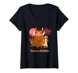 Womens Disney The Lion King Timon & Pumbaa Hakuna Matata Face Front V-Neck T-Shirt