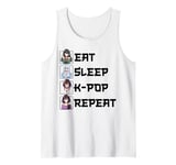 Eat Sleep K-Pop Repeat Anime Fan Korean Music Finger Heart Tank Top