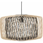 Beliani - Lampe Suspension Design Abat-jour Ajouré en Bambou Clair et Métal Noir E27 Max. 40W pour Salle à Manger ou Cuisine Industrielle ou