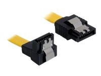 Delock - Sata-Kabel - Serial Ata 150/300/600 - Sata (Hane) Vinklad Till Sata (Hane) Rak - 30 Cm - Tumklämmor - Gul