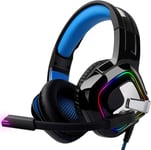 Casque Gamer Filaire Micro PC 5.1 Jack USB 3D EPG100-Casque Gaming LED RGB Compatible avec Console Xbox Switch Son 360 Confortable pour Jeux vidéo ou Visioconférence-Noir