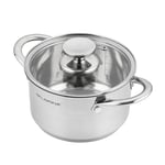 FLORINA Casserole en Acier Inoxydable (1,9 l) I 16 cm de Diamètre I Casserole Économe en Énergie FALCON I Casserole Induction avec Couvercle en Verre I Casserole Inox I Casserole Tout Feux