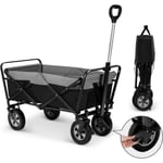 EUGAD Chariot Pliable, Chariot de Jardin 100L, Poignée Réglable, Brouette de Plage Portable, Charge 80kg, Noir+Gris