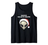 Santas Galactic Helper Grey Alien Head Santa Hat UFO UAP Tank Top