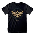 Unisex Kortærmet T-shirt The Legend of Zelda Hyrule Kingdom Crest Sort S
