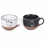 Villa d'Este Home Tivoli Lot de 2 tasses jumbo 490 ml en grès avec poignée, chat