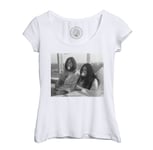 T-Shirt Femme Col Echancré John Lennon Yoko Ono Vintage Fleur 70's