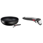 Tefal Ingenio, Lot de 2 pièces Sauteuse 28 cm + 1 poignée, Induction, Revêtement antiadhésif, Indicateur de démarrage de cuisson Ingenio Poignée amovible Premium noire, ‎4.5 x 0.03 x 17.5 cm