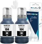 104 Haute capacité Encre Compatible pour Epson 104 Noir Bouteille d'encre Compatible pour Epson EcoTank ET-1810 ET-2710 ET¿2711 ET-2712 ET-2714 ET-2715 ET-2720 ET-2721 ET-2726 ET-2810 (2-Pack)