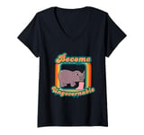 Womens Become Ungovernable Hippo Resistance Bite Knee Retro V-Neck T-Shirt