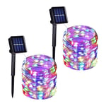 Lot de 2] Guirlande Lumineuse Exterieur Solaire, 22m 200 led Guirlande Guinguette Noël Solaire Étanche 8 Modes Décoration Lumière pour Jardin