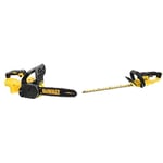 DEWALT - Tronçonneuse Élagueuse Brushless XR 18V - DCM565N-XJ & Taille-Haies Brushless XR 18V 5Ah Li-Ion - DCMHT563N-XJ - Taille Haie Électrique sans Fil avec Poignée Multidirectionnelle - Lame 55cm