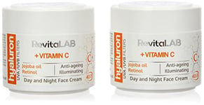 RevitaLAB - Hyaluron - Crème de jour et de nuit anti-âge, enrichie en vitamines A, B3, B5, E et C, huile de jojoba et filtres à rayons UV, pour personnes de 40 à 55 ans, 50 ml (lot)