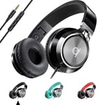 Artix CL750 Wired Headphones with Mic & Volume Control — 90% Noise Cancelling Headphones Wired, Over Ear Head phone Cable — Foldable Plug In Headphones for Laptop, PC, iPad & Computer (Aux Jack 3.5mm)