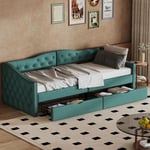Canapé-lit, méridienne, méridienne simple avec tiroirs, grand espace de rangement, vert, 90200cm