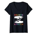 Womens Retro Alphabet Reiki Energy Healing Holistic Healer V-Neck T-Shirt