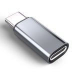 Adapter Lightning (hun) til USB-C (hann), kompatibel med iPhone 15 Grå