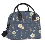 Clastyle Sac Isotherme Repas Femme Bleu Fleur, Sac Gamelle Travail Portable mit Bandouliere pour Pique Nique