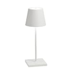 Zafferano, Lampe Poldina Pro Mini, Lampe de Table Rechargeable et Sans Fil avec Contrôle Tactile, Utilisable également comme Lampe d'Extérieur, Dimmer 2200-3000 K, Hauteur 30 cm, Couleur Blanc